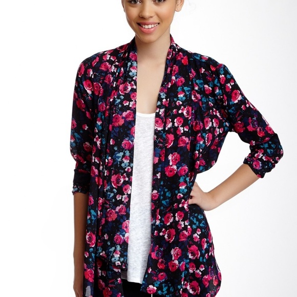 Lily White Floral Printed Blouse Jacket - Picture 1 of 2